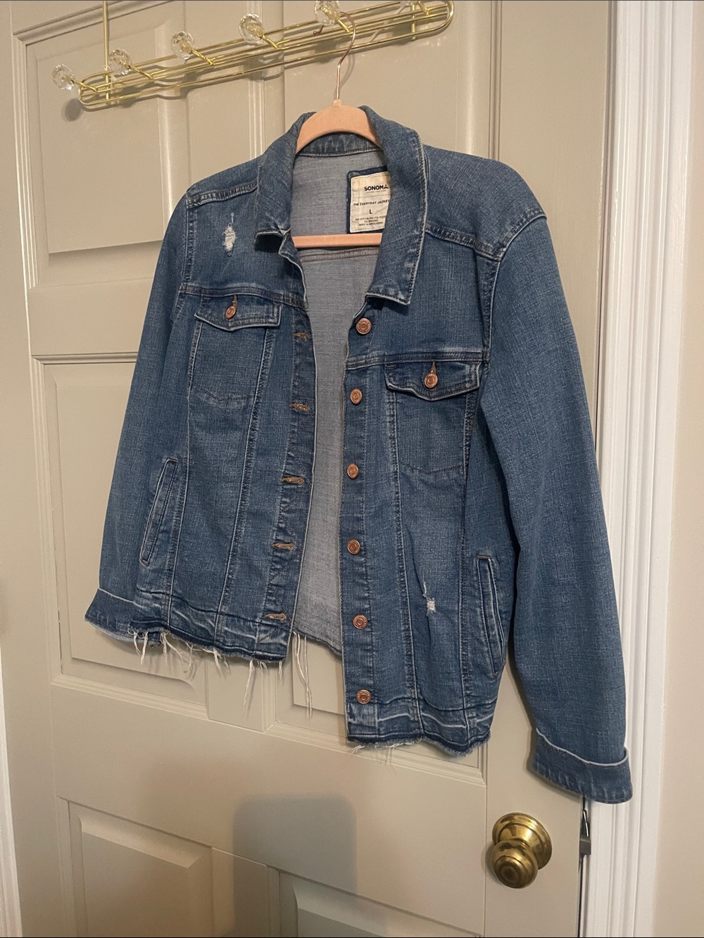 Sonoma Blue Distressed Denim Trucker Jacket